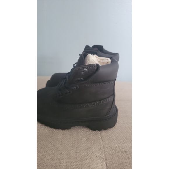 TIMBERLAND TODDLER PREM 6 INCH BOOT BLACK NUBUCK SIZE 4 NWOB - Picture 4 of 8